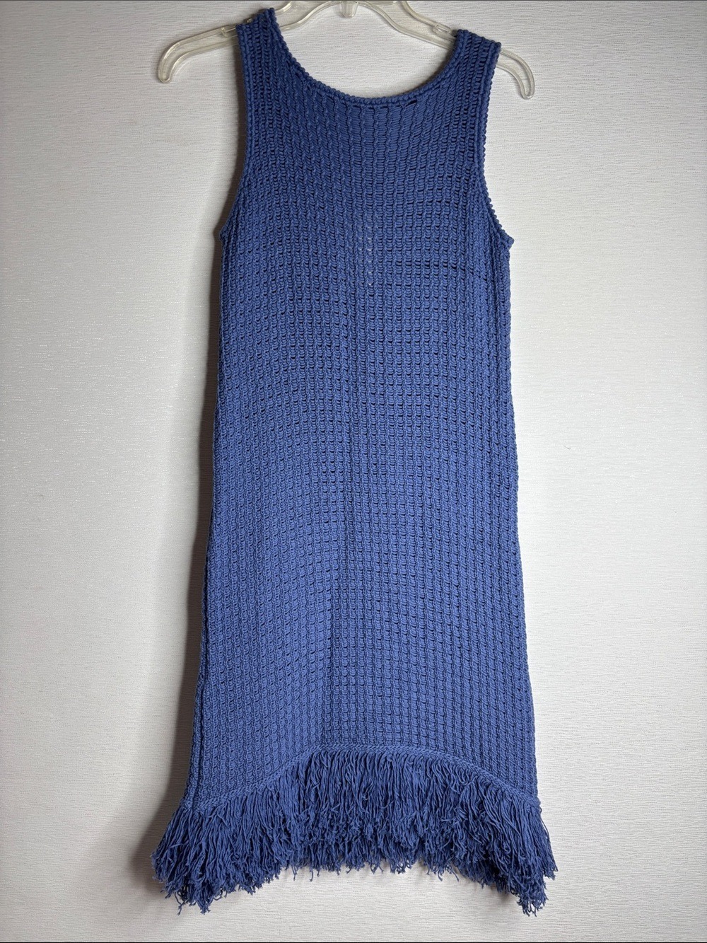 Women’s Minnie Rose Crocheted Sleeveless Fringe Hem Dress - Blue Size S - NWT
